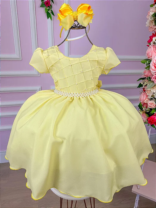 Vestido Luxo Encanto Pérola Amarelo