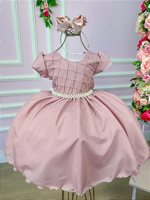 Vestido Luxo Encanto Pérola Nude Rose