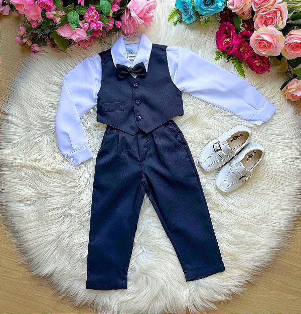 Conjunto Social Encanto Oxford Colete Azul Marinho