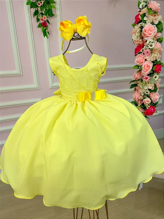 Vestido Luxo Encanto Kau Laços Amarelo