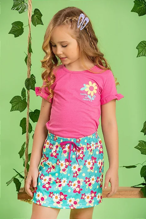 Conjunto Infantil Feminino Flores Tam.6