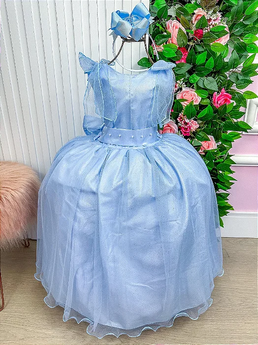 Vestido Luxo Encanto Longo Azul Bebê