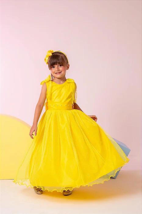 Vestido Luxo Encanto Longo Amarelo
