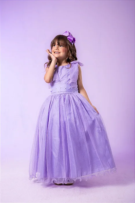 Vestido Luxo Encanto Longo Lilás