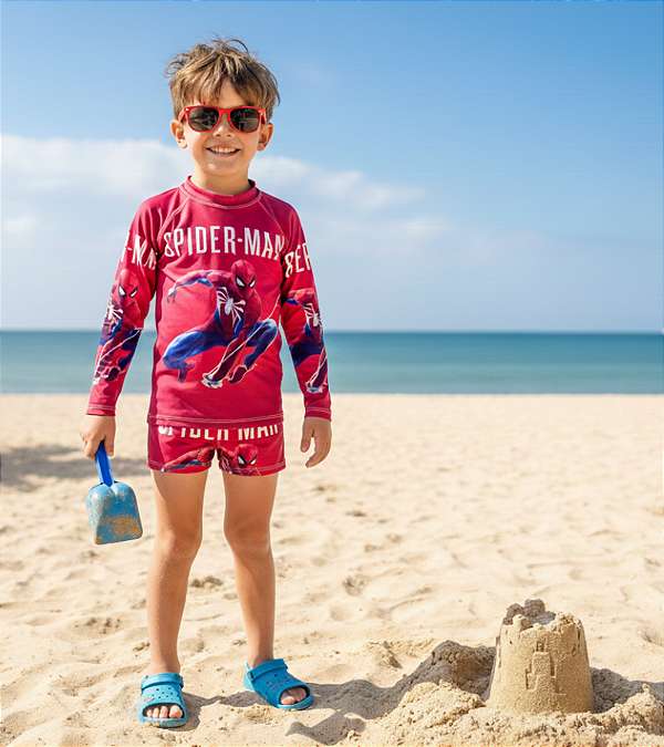 Conjunto Proteção Solar Homem Aranha Tamanho 6