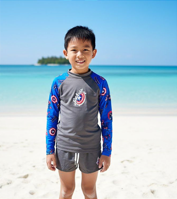 Conjunto Proteção Solar Capitão América Tamanho 2