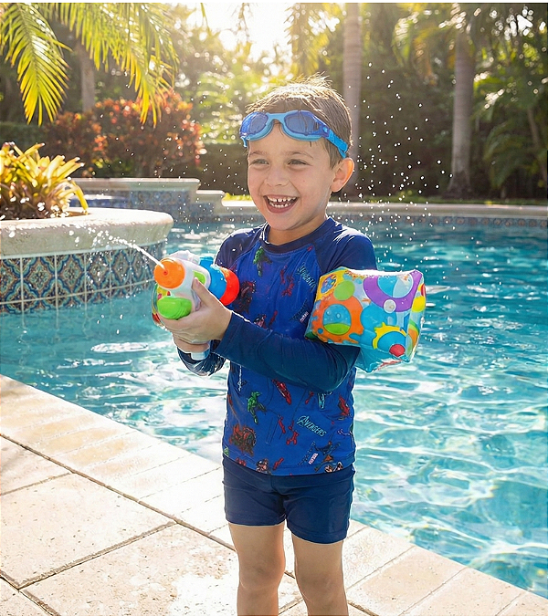 Conjunto Proteção Solar Capitão América Tamanho 8