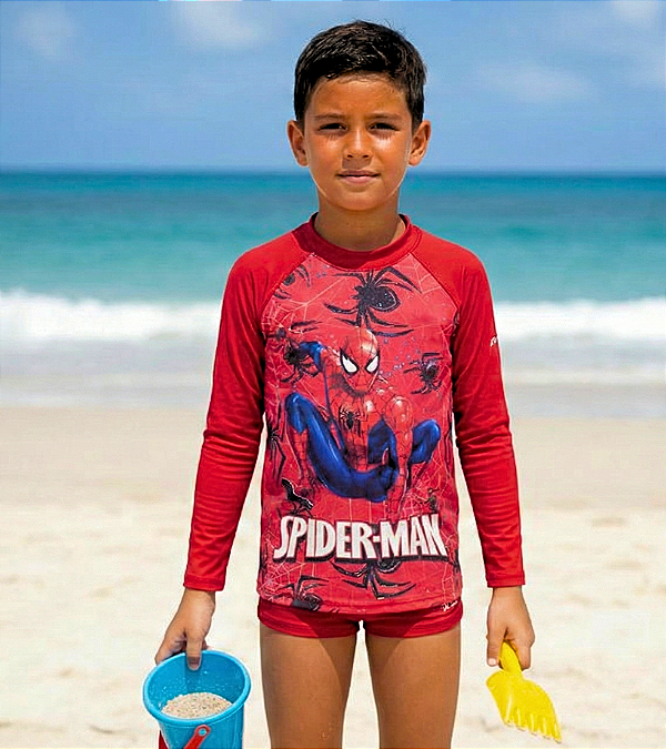 Conjunto Proteção Solar Homem Aranha V Tamanho 10