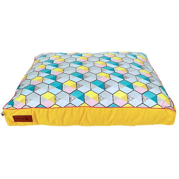 Cama para cachorro, Tipo Almofadão,  Polígonos Amarelo