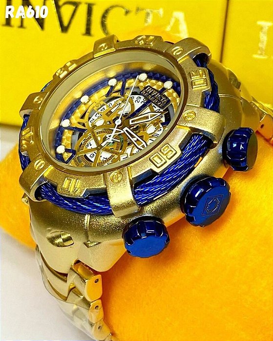 Relógio Masculino Invicta Zeus Magnum Dourado fundo Preto Pulseira