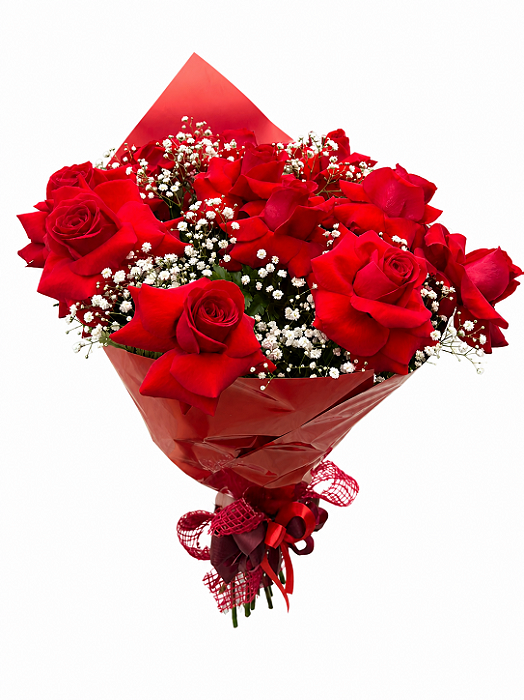 Buquê Com 12 Rosas Colombianas Abertas