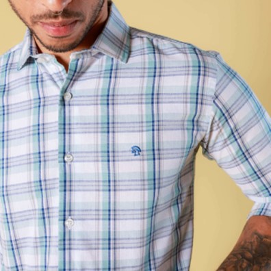 CAMISA XADREZ VICENZA MANGA LONGA VERDE ÁGUA