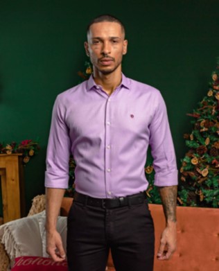 CAMISA VICENZA MANGA LONGA ALGODÃO EGÍPCIO FIO 80 LILÁS