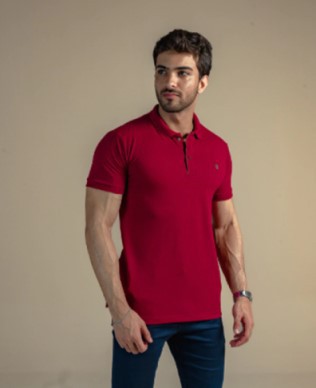 POLO VICENZA PIQUET MASCULINA VIÉS VINHO
