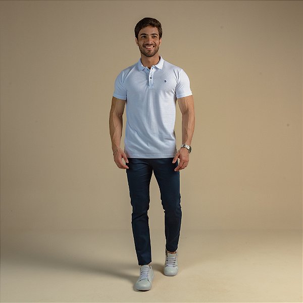 POLO VICENZA PIQUET MASCULINA VIÉS BRANCA