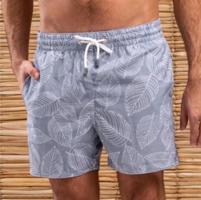 SHORT PRAIA ANKOR FOLHAGEM CINZA