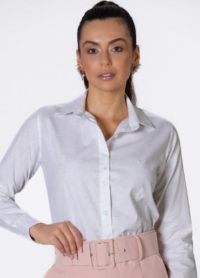 CAMISA FEMININA SOCIAL MANGA LONGA BOTONÊ ITÁLIA BRANCA