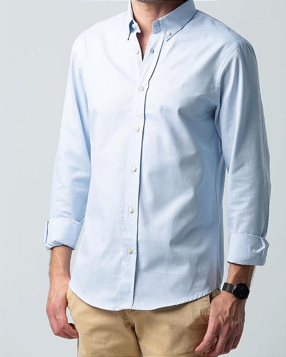 CAMISA SOCIAL COMFORT MANGA LONGA AZUL CLARO