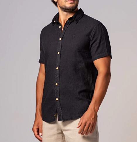 CAMISA LINHO MC ANKOR PRETA