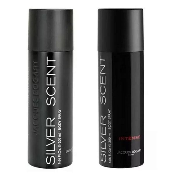 Kit Desodorante Body Spray Silver Scent Intense e Tradicional 200mL