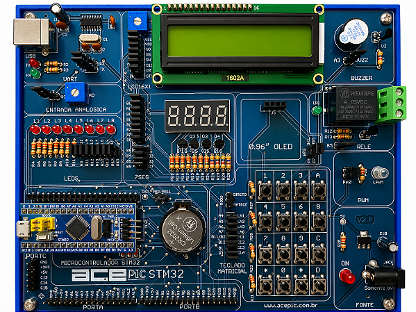STM32F103C8T6 (Blue Pill) Placa Didática ACEPIC STM32