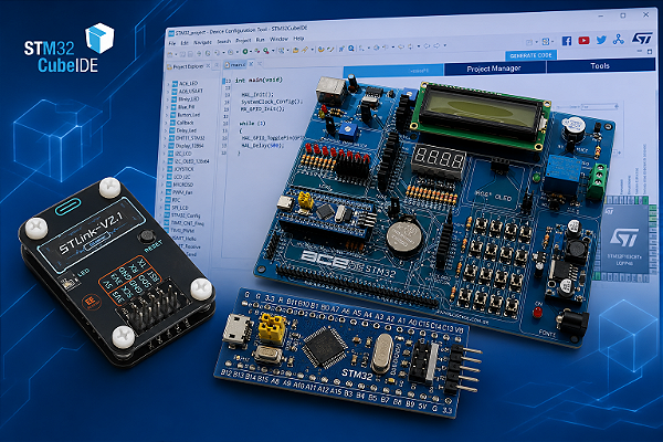 PACOTE DIDATICO STM32 - Placa STM32F103C8T6 + Gravador ST-LINK V2.1 + Livro STM32