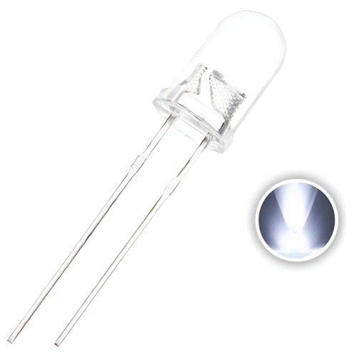 Led Alto Brilho Branco 5mm (Pacote com 10 peças)