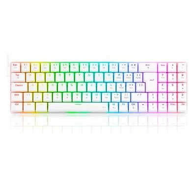Teclado Mecânico Gamer Redragon Ashe, RGB, Switch Brown, Branco - K626-KB-W