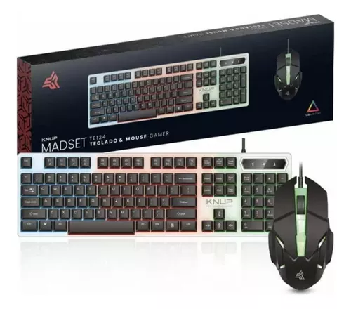 Kit Teclado e Mouse Gamer com Fio e Led RGB KNUP - KP-TE124