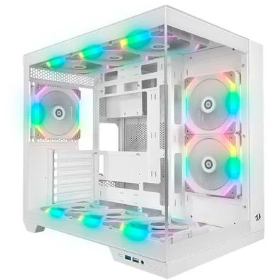 Gabinete Gamer Redragon Wideload Pro, Mid Tower, ATX, Lateral em Vidro Temperado, Branco - CA-604W-PRO SEM FANS