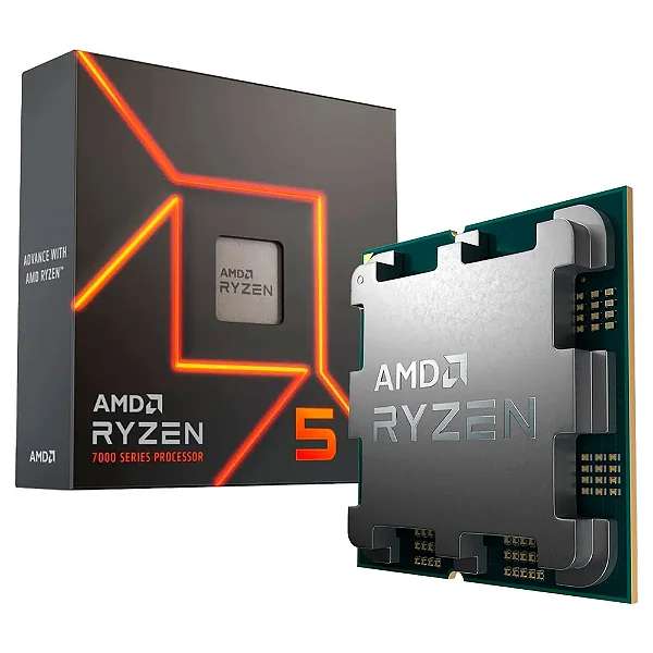 Processador AMD Ryzen 5 7600X 4.7GHz (5.3GHz Turbo), 6-Cores 12-Threads, AM5, Sem Cooler, 100-100000593WOF