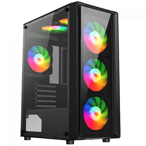 GABINETE LIKETEC GAMER SIGMA (3X FAN RAINBOW / FRONTAL VIDRO / ATX / PSUCOVER )