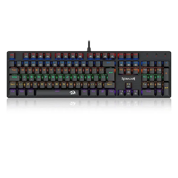 TECLADO GAMER REDRAGON MECANICO VALHEIM RAINBOW PRETO SWITCH MARROM COM FIO