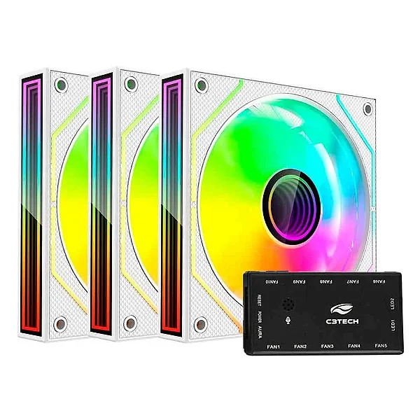 KIT FAN CONTROLADORA BRANCO RGB 6 UNI F9-L320RGB C3TEC