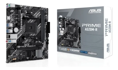 Placa Mãe Asus Prime A520M-R AM4 DDR4 M.2 Chipset A520 Hdmi Preto
