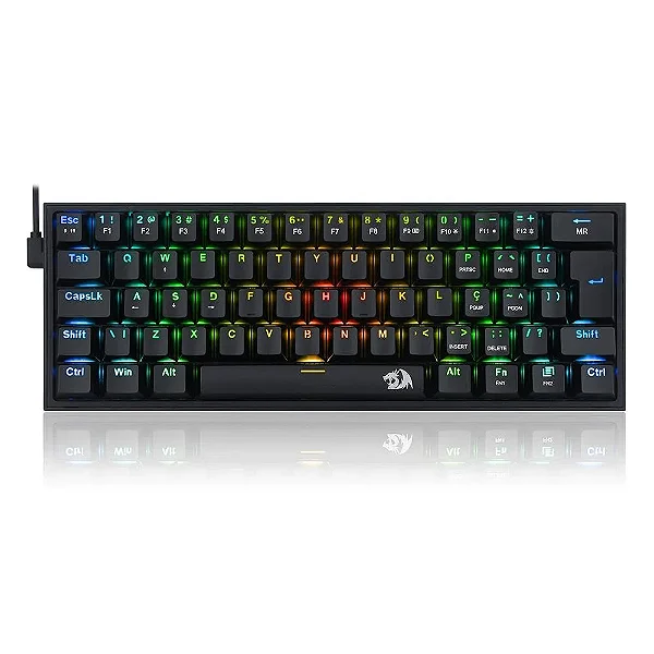 Teclado Mecânico Gamer Redragon Fizz, RGB, Switch Red, ABNT2, K617-RGB-b (PT-RED)