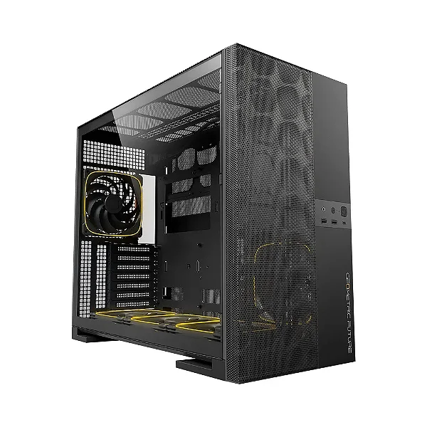 Gabinete Gamer Geometric Future Model 5 Vent, Mid Tower, ARGB, ATX, Lateral em Vidro, Mesh Frontal, com 5 Fans, Preto - GEO-M5VF-B