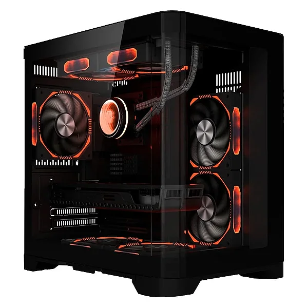 Gabinete Gamer Rise Mode Glass Curvo, M-ATX, Mid Tower, Lateral e Frental em Vidro, Preto - RM-GA-GC-FB