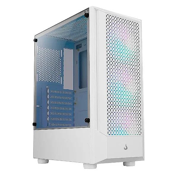 Gabinete Gamer Rise Mode Wave - Mid Tower, USB 2.0+3.0, Lateral  Vidro , C/ 3x Fan ARGB - Branco