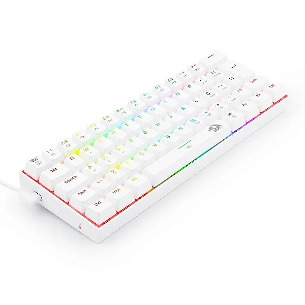 Teclado Mecânico Gamer Redragon Dragonborn, RGB Branco, Switch Brown, 60%, ABNT2 - K630W-RGB