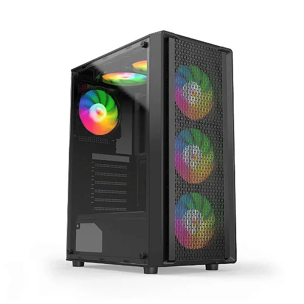 Gabinete Gamer Crypton Horizon, Mid Tower, ATX, Lateral em Vidro Temperado, Preto - CPT-HORIZOR-2024