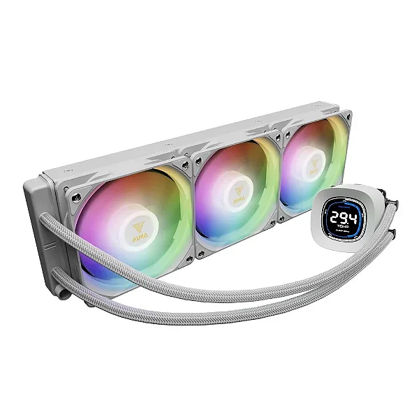 WATER COOLER 360MM GAMDIAS AURA GL 360 LCD WH, ARGB, WHITE - AURA GL 360 LCD WH