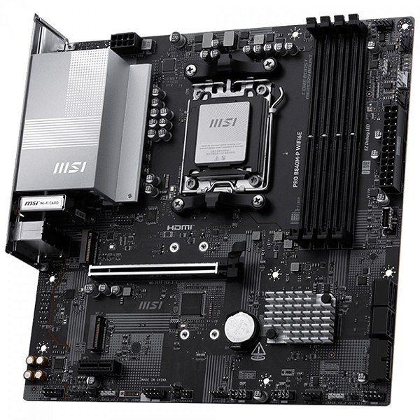 Placa Mãe MSI PRO B840M-P WiFi6E, Chipset B840, AMD AM5, mATX, DDR5