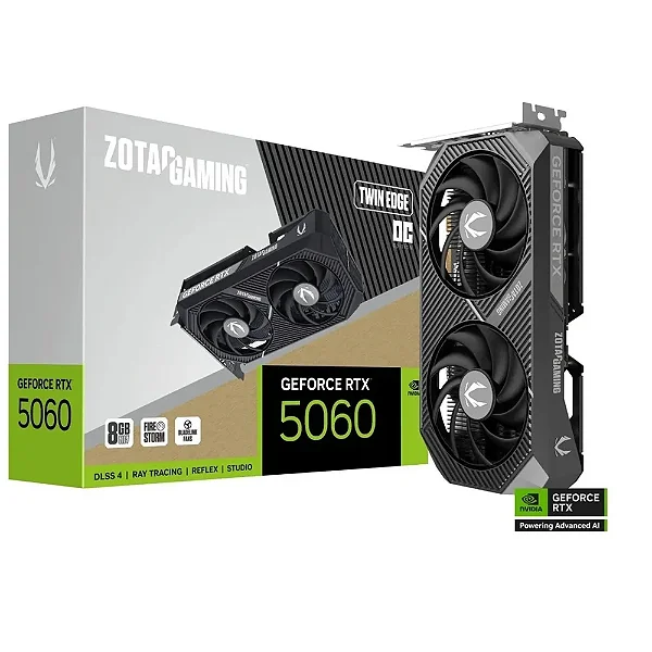 Placa de video Zotac Gaming Geforce RTX 5060 8GB 128BITS GDDR7 TWIN EDGE OC ZT-B50600H-10M