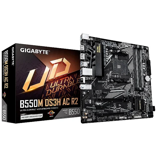 Placa Mae Gigabyte B550M DS3H AC R2, Wifi, DDR4, Socket AM4, M-ATX, Chipset AMD B550, B550M-DS3H-AC-R2