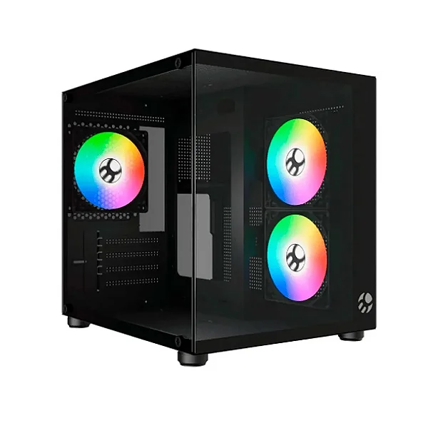 Gabinete Gamer Aquário com 03 Fans RGB Preto Cubo Bluecase BG-064 PURE PRO