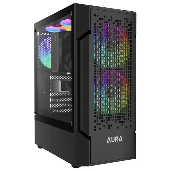 GABINETE GAMER GAMDIAS AURA GC7 ARGB PRETO COM 3 FANS