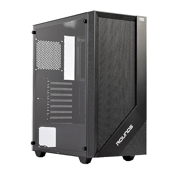 Gabinete Gamer Round5 Syndra Sem Fan, Mid Tower, ATX, Lateral em Vidro, Frente Mesh, Preto - R5-SYNDRA-B-2183