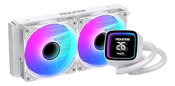 Water Cooler Round5 Boreah Branco Argb Display Lcd 240mm Branco