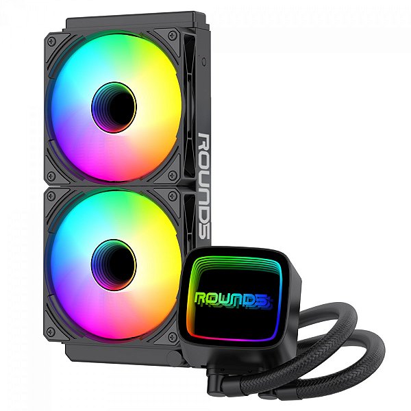 Water Cooler Round5 Eurus Black, ARGB, 240mm, Intel-AMD, PWM, Preto, R5-WC-EURUS-240B-2230